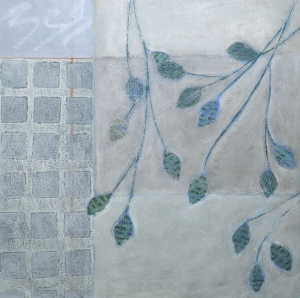 Huile, cire, piments, collage - 50 x 50 cm